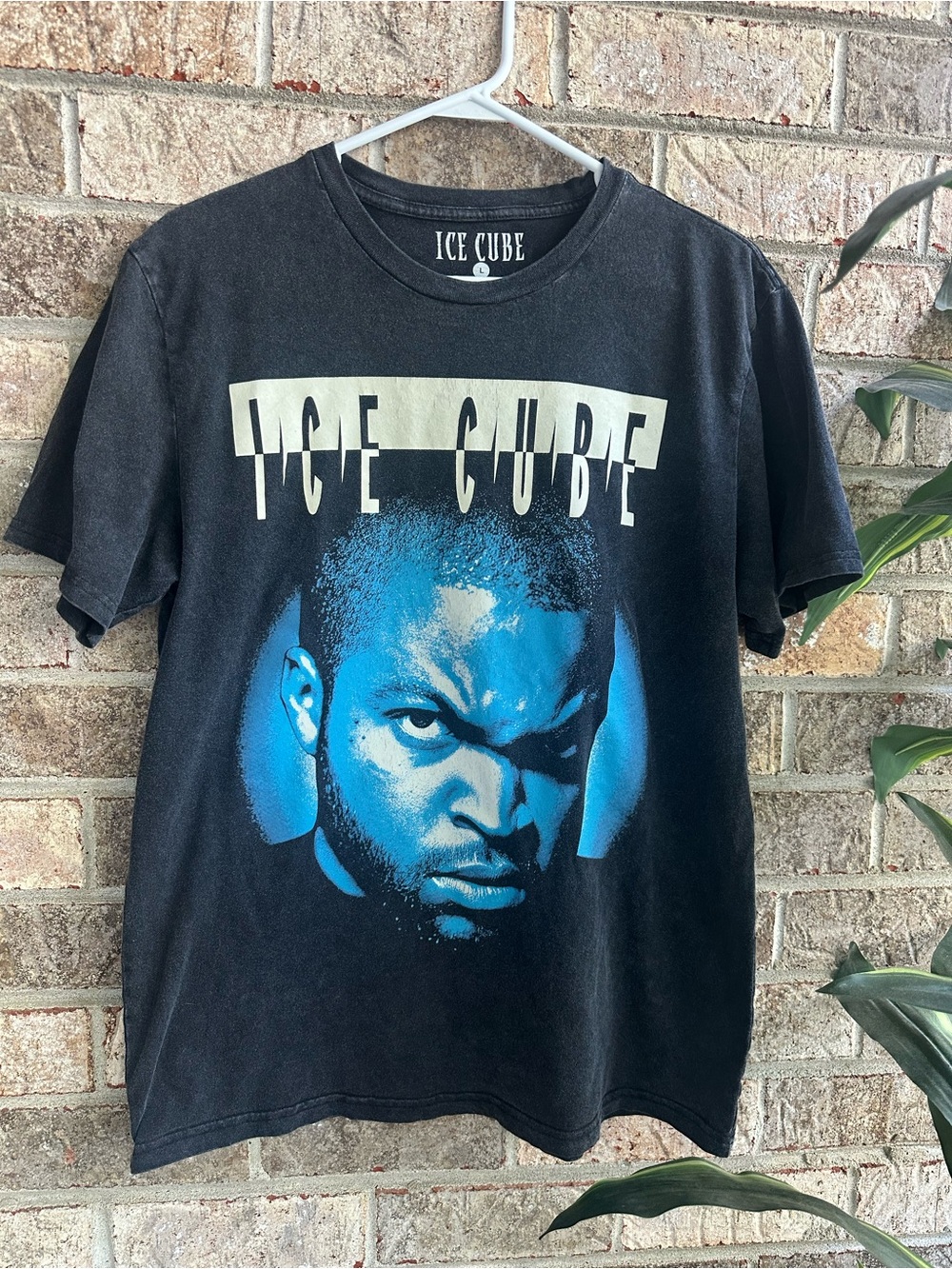 Ice Cube Black Graphic Tee with Blue Portrait large